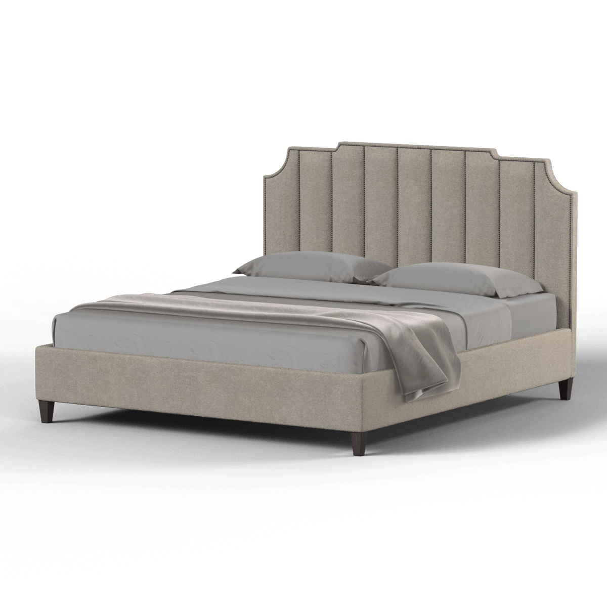 Bedspoke Gabriella Vertical High Headboard Bed – Ivory Bouclé