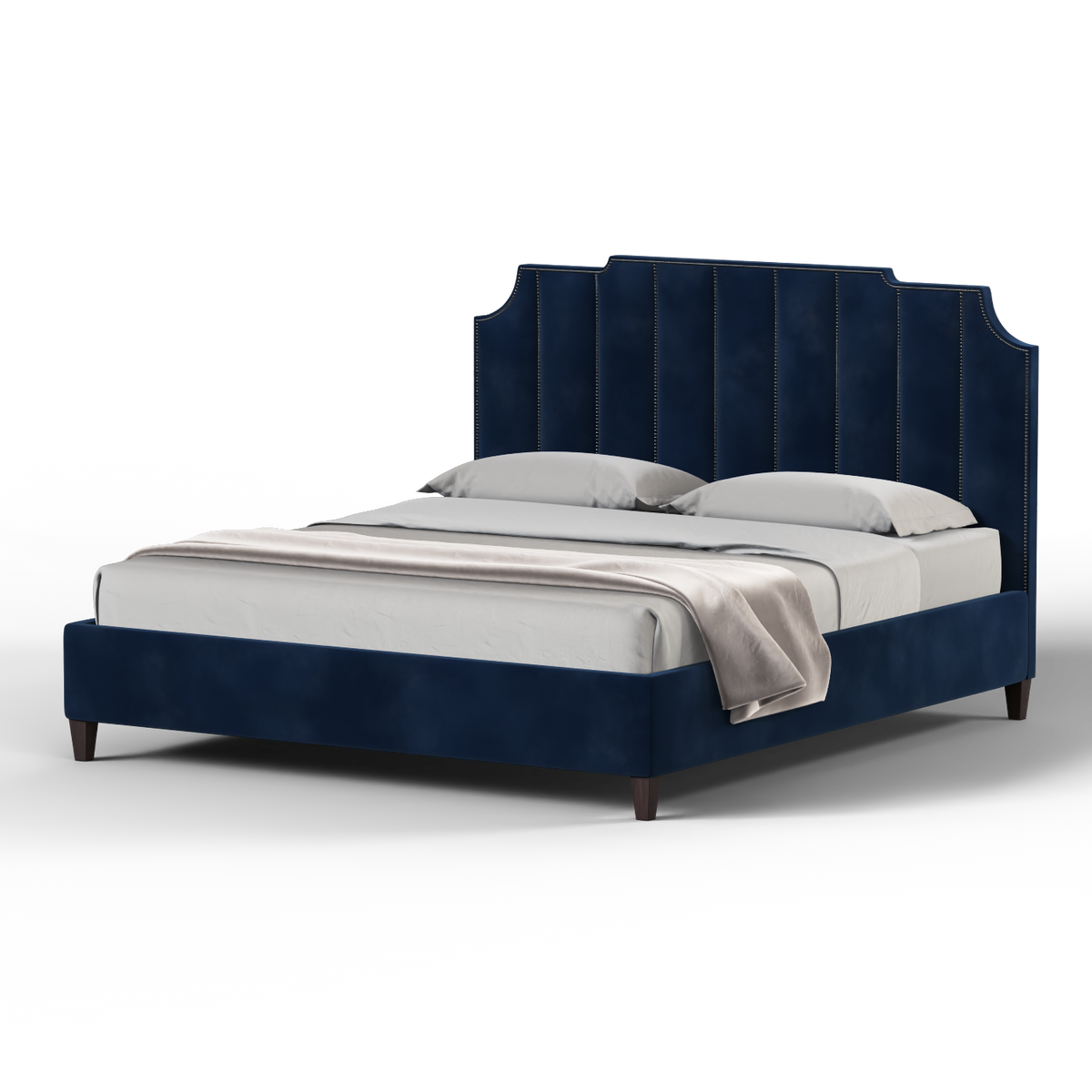 Bedspoke Gabriella Vertical High Headboard Bed – Teal Velvet