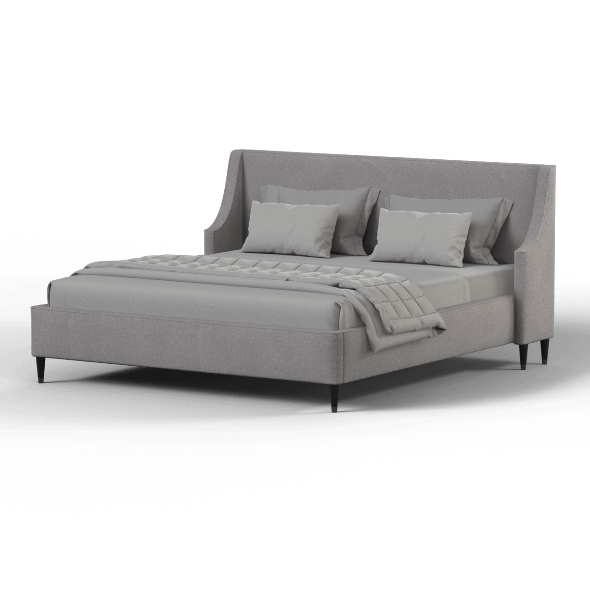 Bedspoke Laura High Headboard Bed – Grey Bouclé