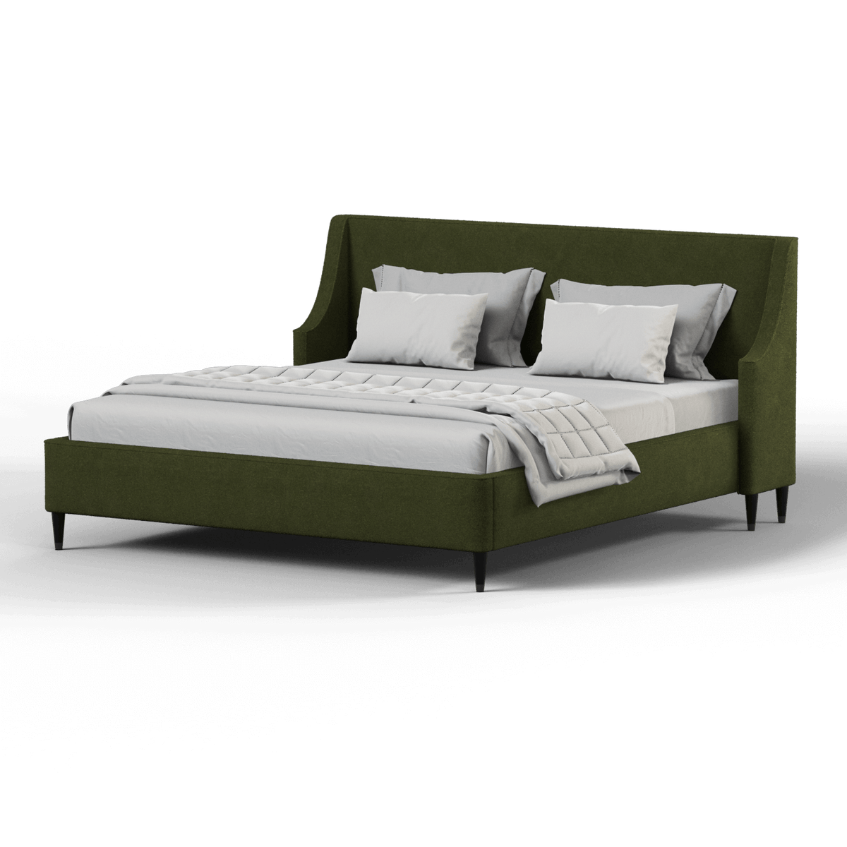 Bedspoke Laura High Headboard Bed – Green Bouclé