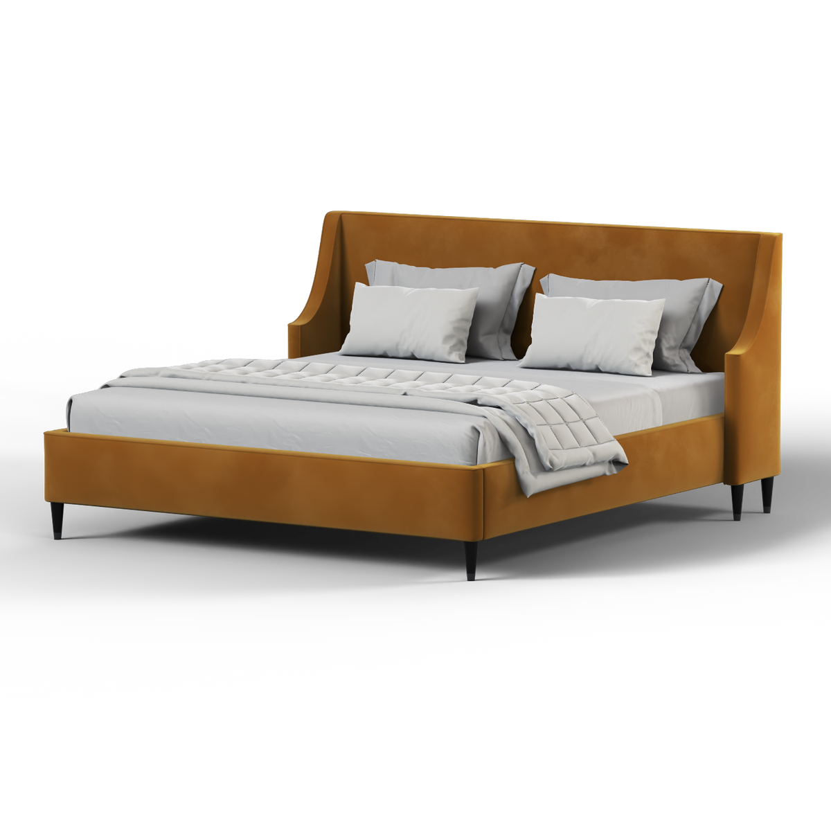 Bedspoke Laura High Headboard Bed – Camel Velvet