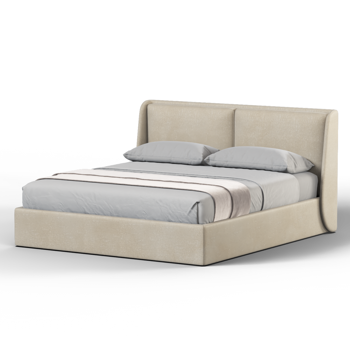 Bedspoke Ruby Soft Upholstered Bed – Ivory Woven Fabric