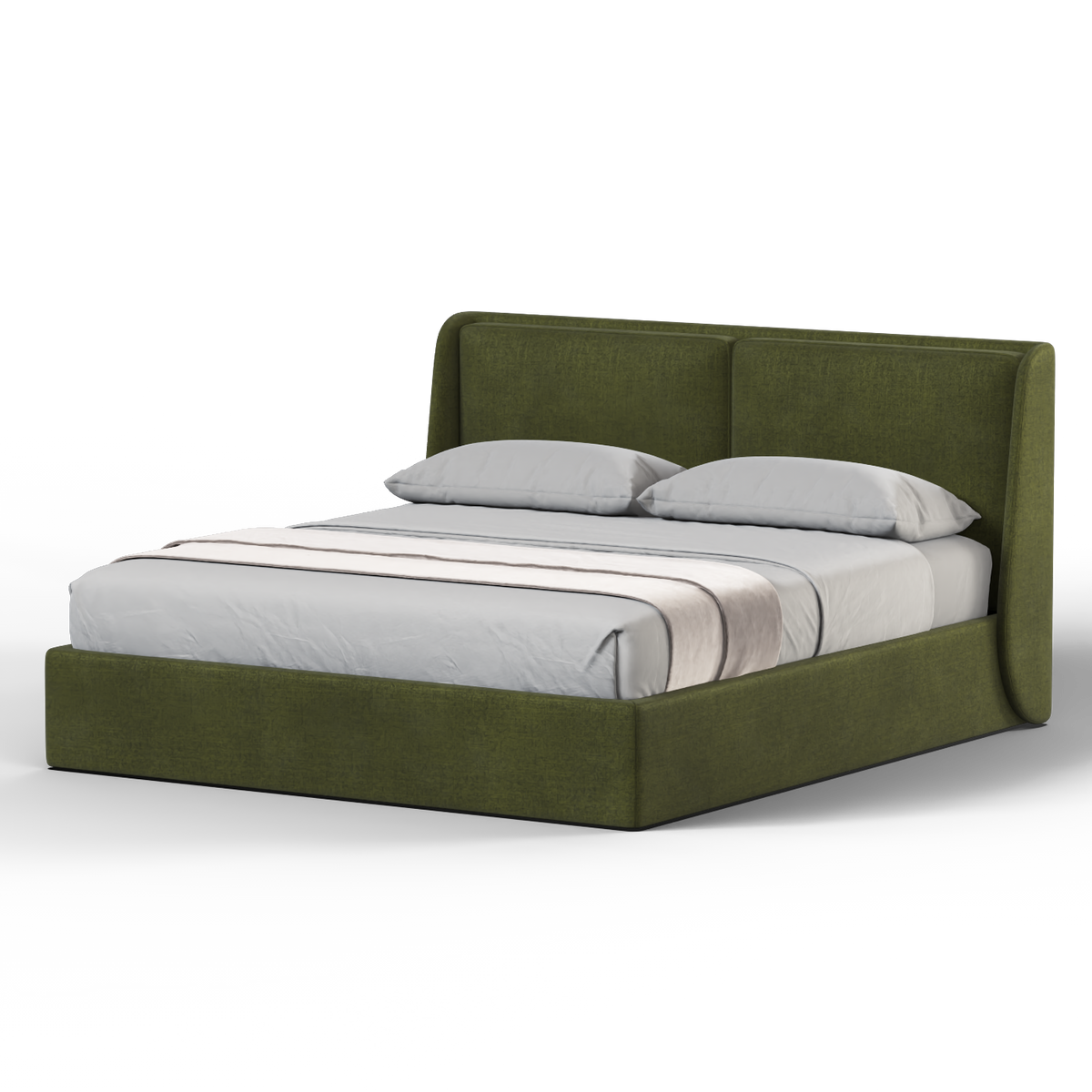 Bedspoke Ruby Soft Upholstered Bed – Olive Drab Woven Fabric