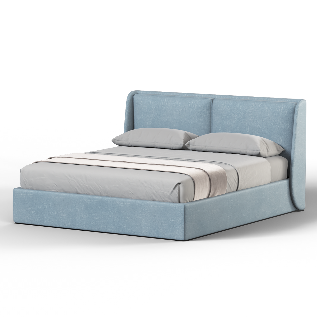 Bedspoke Ruby Soft Upholstered Bed – Steel Blue Woven Fabric