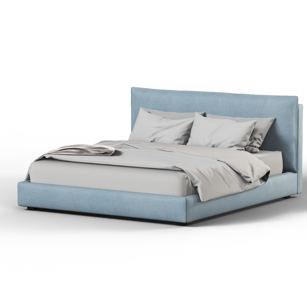 Bedspoke Thea Upholstered Bed – Steel Blue Woven Fabric