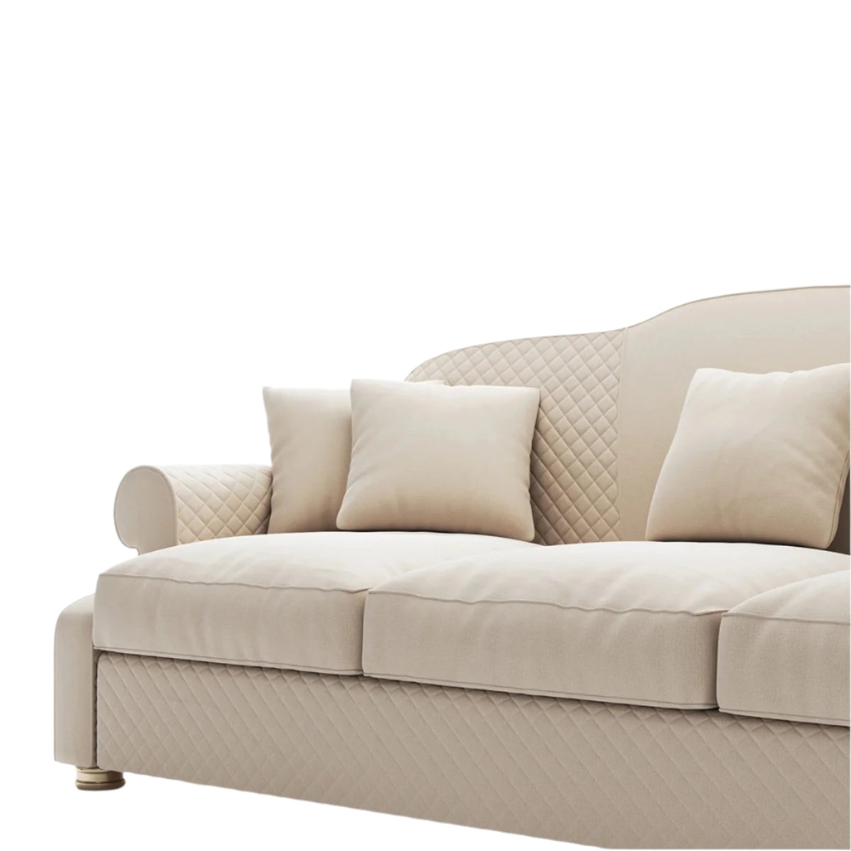 Vittoria 3-Seater Sofa in Opulent Ivory Quilted Fabric