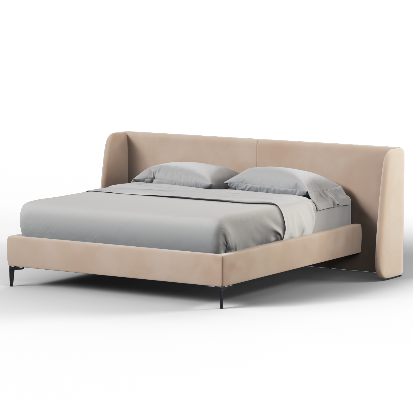 Abbey Uphlostered Bed with Structured Headboard and Refined Lines
