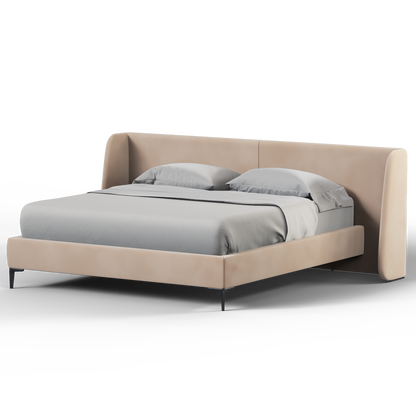 Abbey Uphlostered Bed with Structured Headboard and Refined Lines