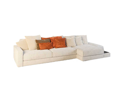 Parker L Boucle Corner Sofa with Chaise and Multiple Cushions