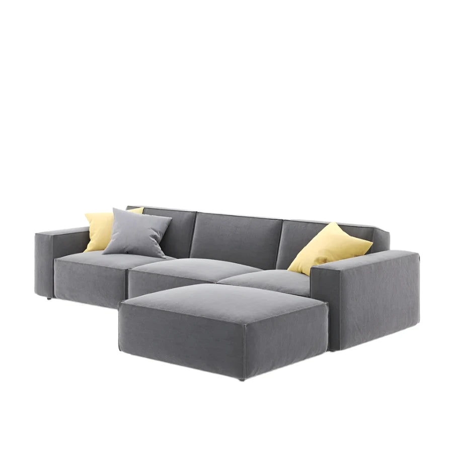Modular Sofa Como in Sleek Grey with Bold Yellow Cushions
