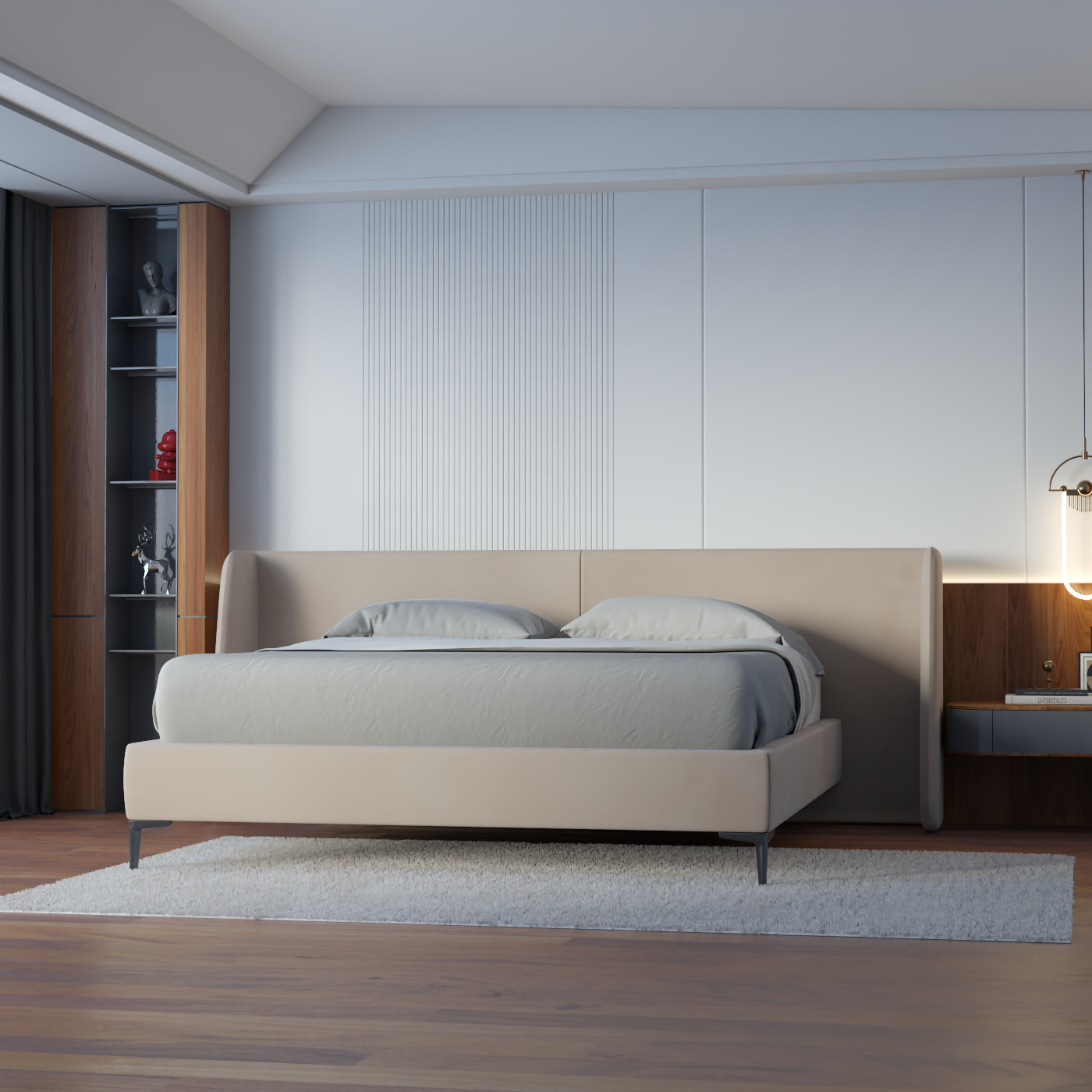 Abbey Uphlostered Bed with Structured Headboard and Refined Lines