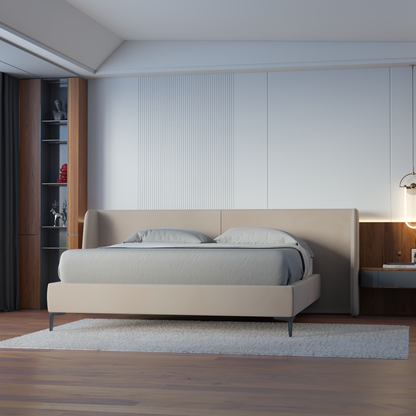 Abbey Uphlostered Bed with Structured Headboard and Refined Lines
