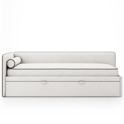 Ameny One-Side Daybed with single upholstered armrest in soft beige
