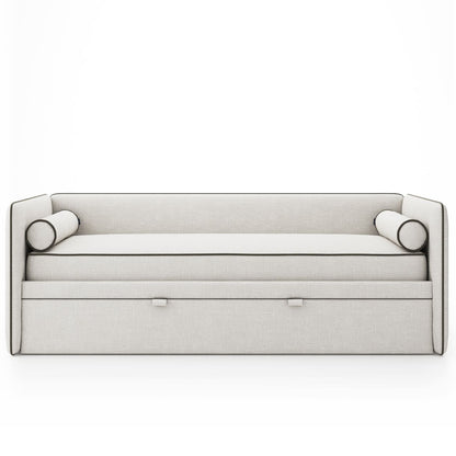 Ameny One-Side Daybed with single upholstered armrest in soft beige