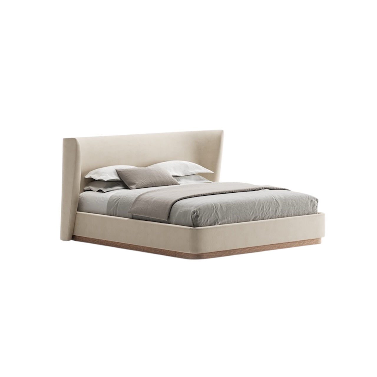 Essen Double Bed in Soft Cream Fabric