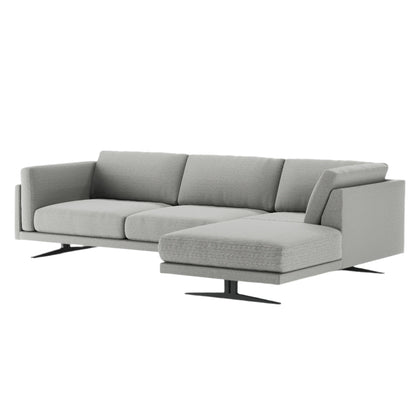 Ozzy Angle Sofa in Grey Velvet