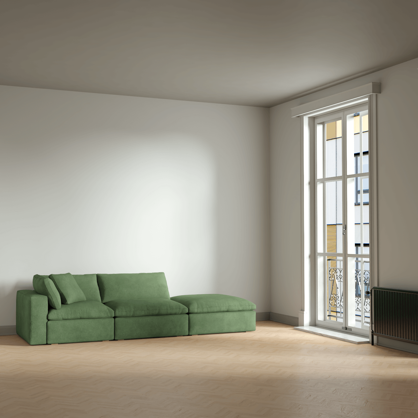 Ari modular corner Sofa with pouffe - Wide fabric range