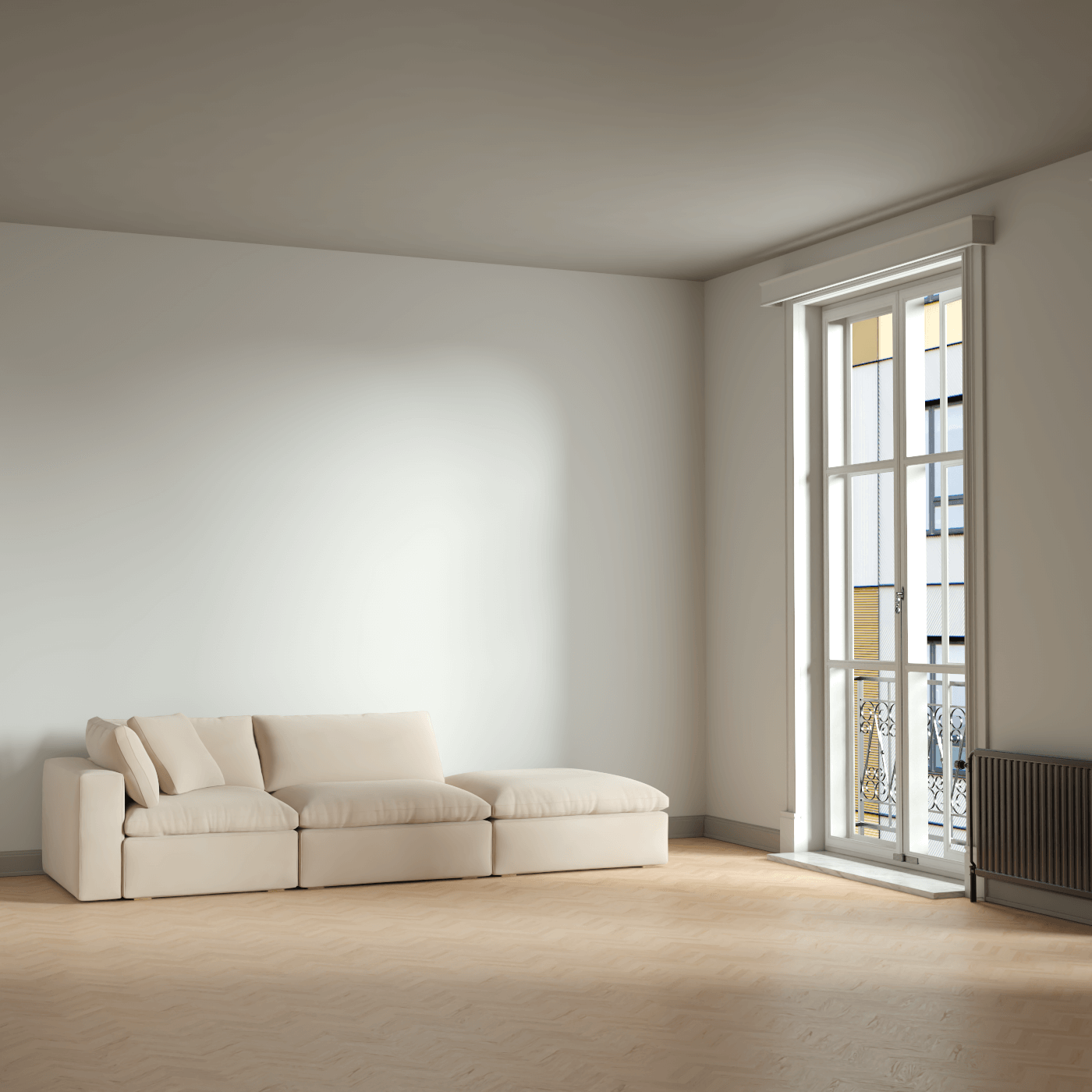 Ari modular corner Sofa with pouffe - Wide fabric range