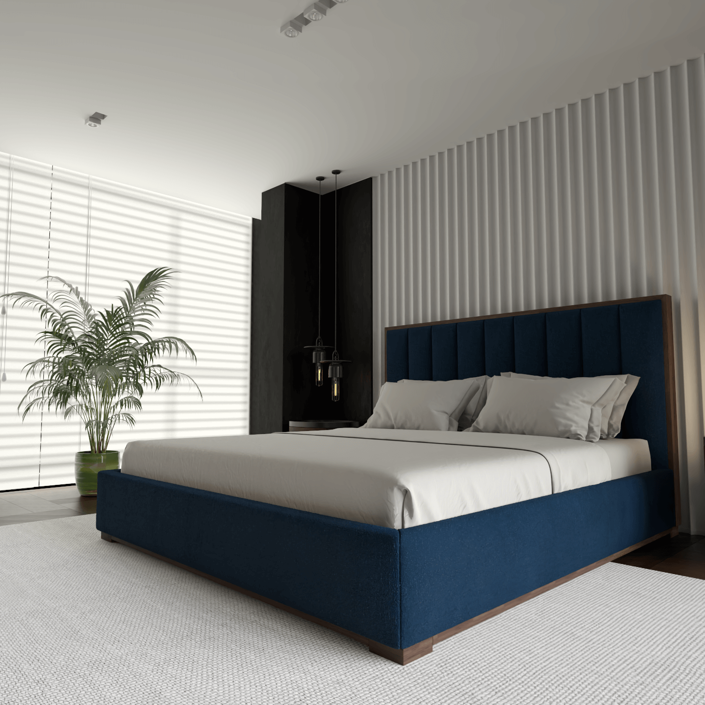 Ava Bed with Framed Vertical Headboard Panels