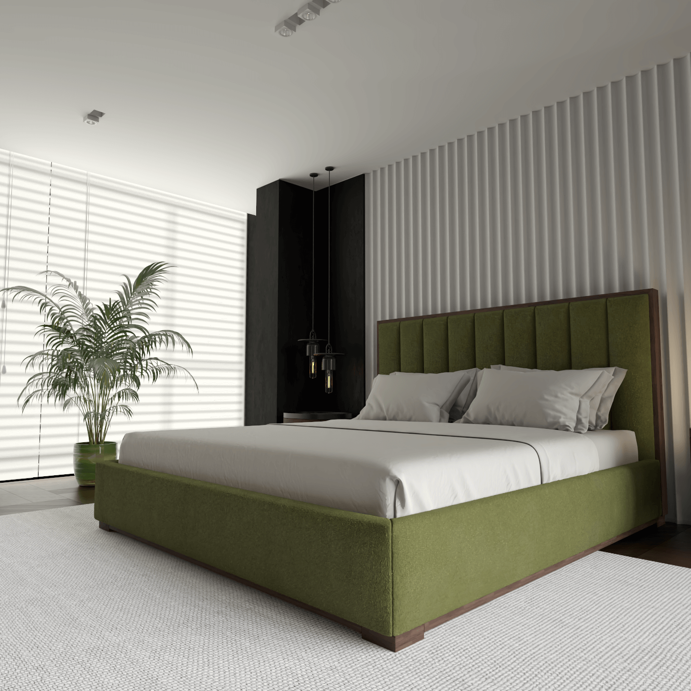 Ava Bed with Framed Vertical Headboard Panels