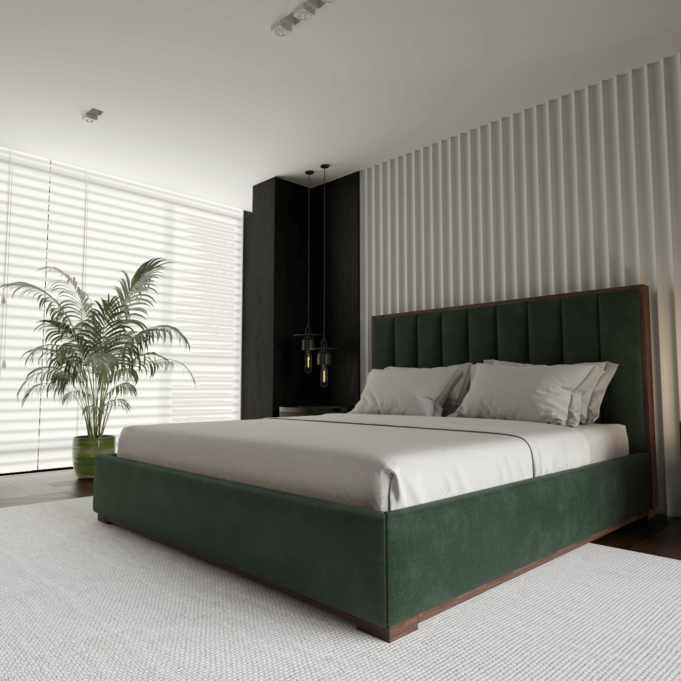 Ava Bed with Framed Vertical Headboard Panels