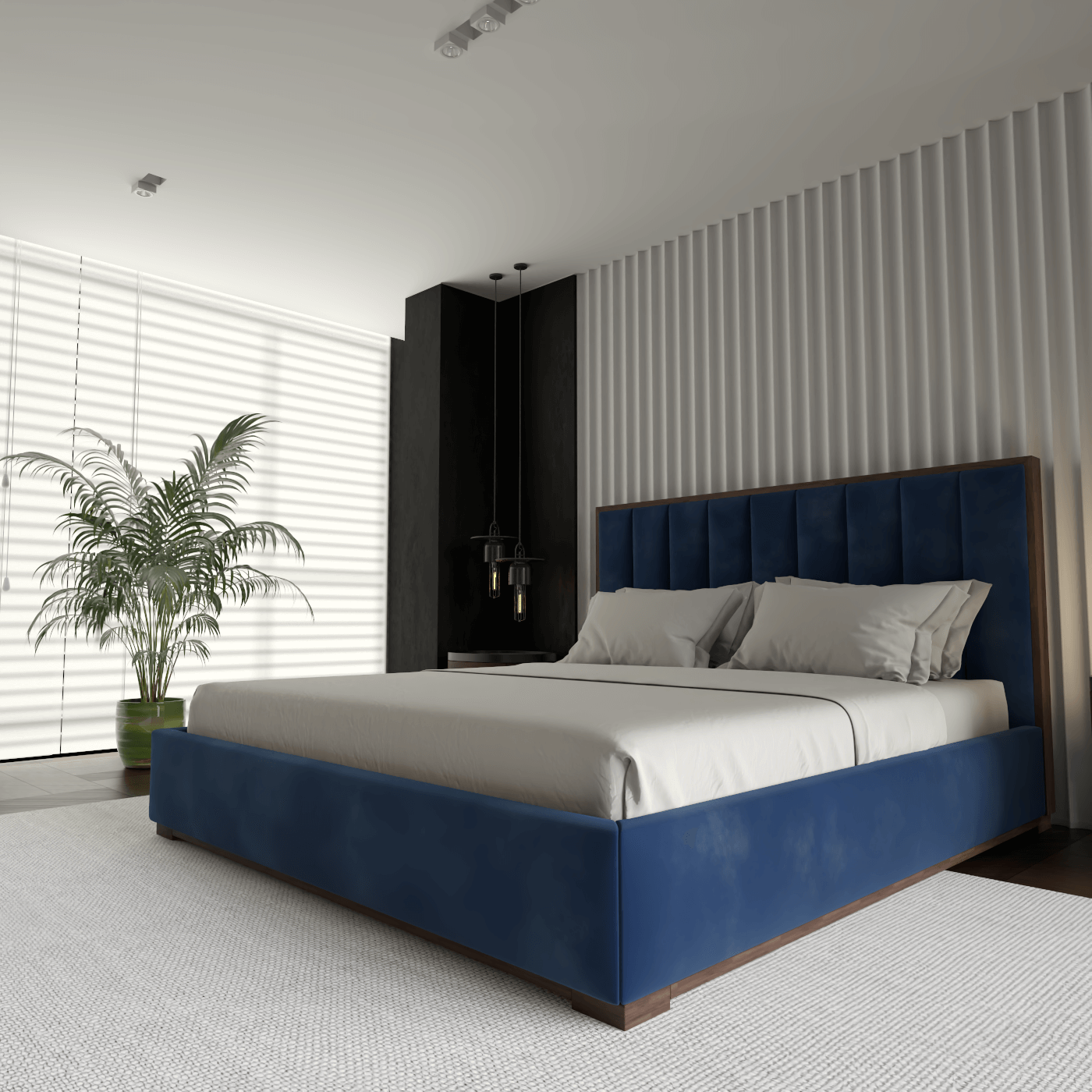 Ava Bed with Framed Vertical Headboard Panels