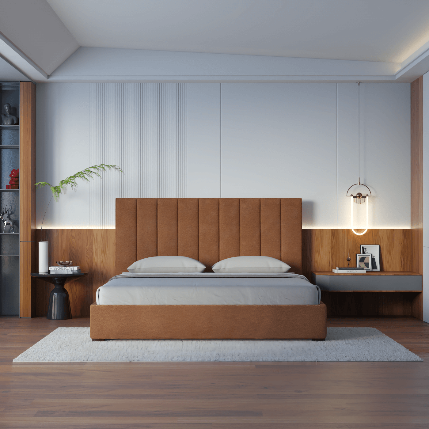Ava High Headboard Bed in Luxe Fabric