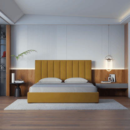 Ava High Headboard Bed in Luxe Fabric