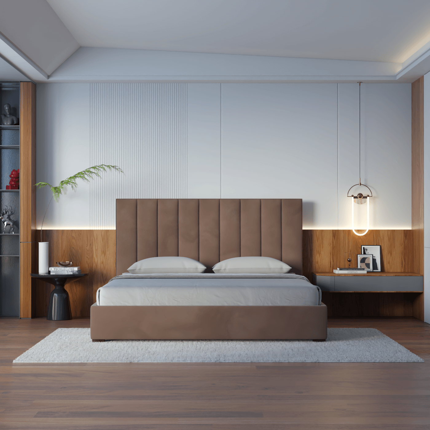 Ava High Headboard Bed in Luxe Fabric