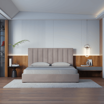Ava High Headboard Bed in Luxe Fabric