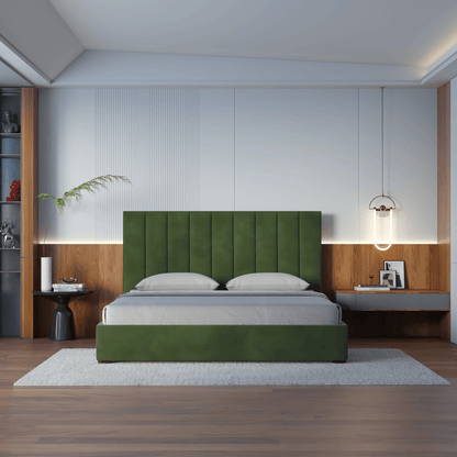 Ava High Headboard Bed in Luxe Fabric