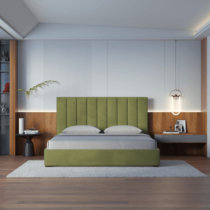 Ava High Headboard Bed in Luxe Fabric