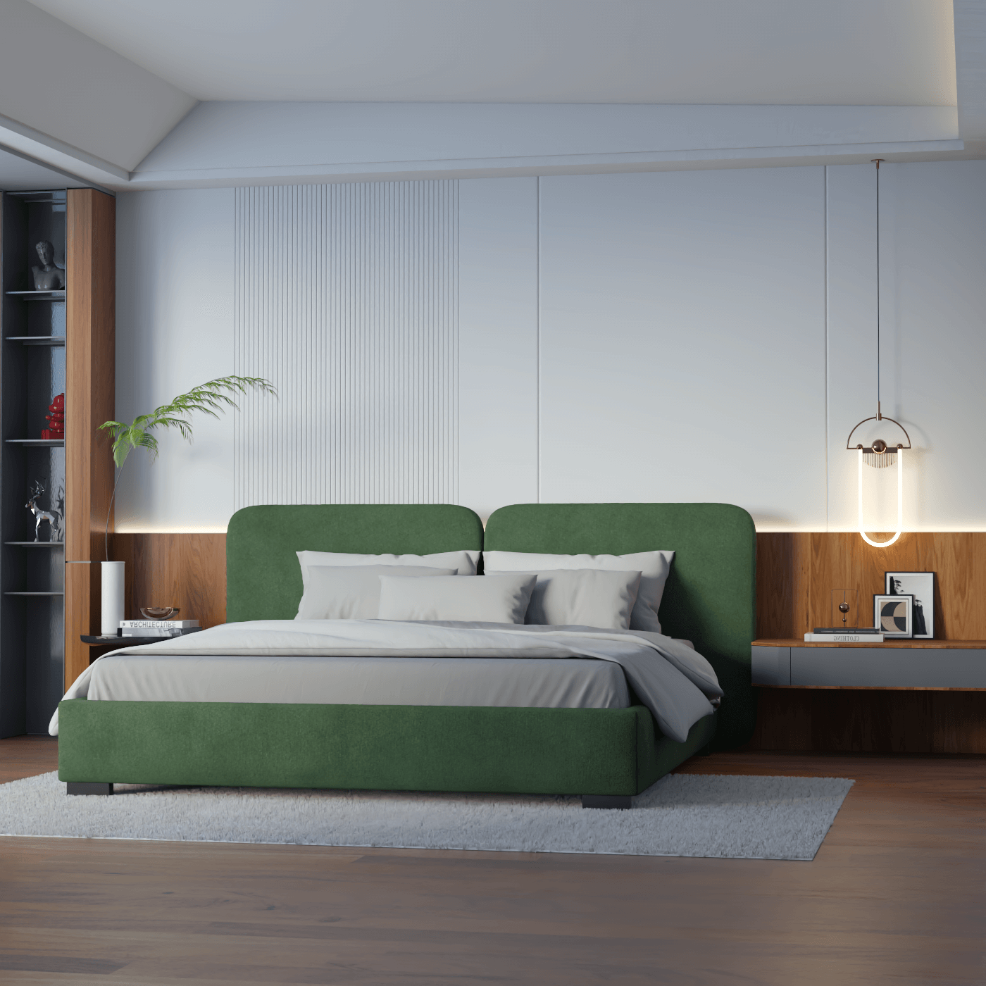 Chloe Upholstered Double Bed in Soft Woven Fabric