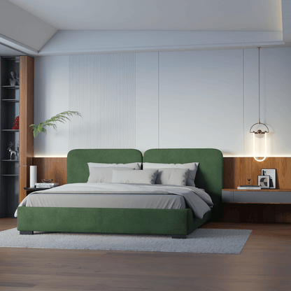 Chloe Upholstered Double Bed in Soft Woven Fabric