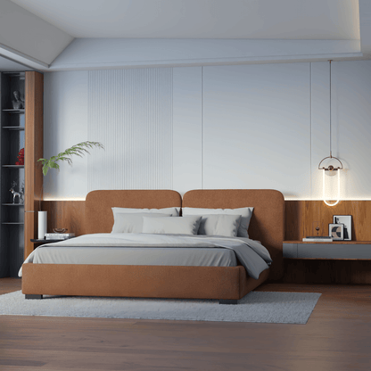 Chloe Upholstered Double Bed in Soft Woven Fabric