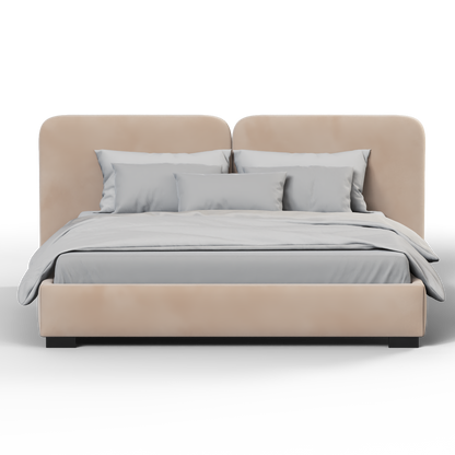 Chloe Upholstered Double Bed in Soft Woven Fabric