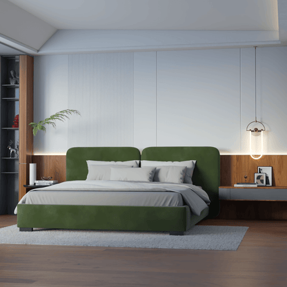 Chloe Upholstered Double Bed in Soft Woven Fabric