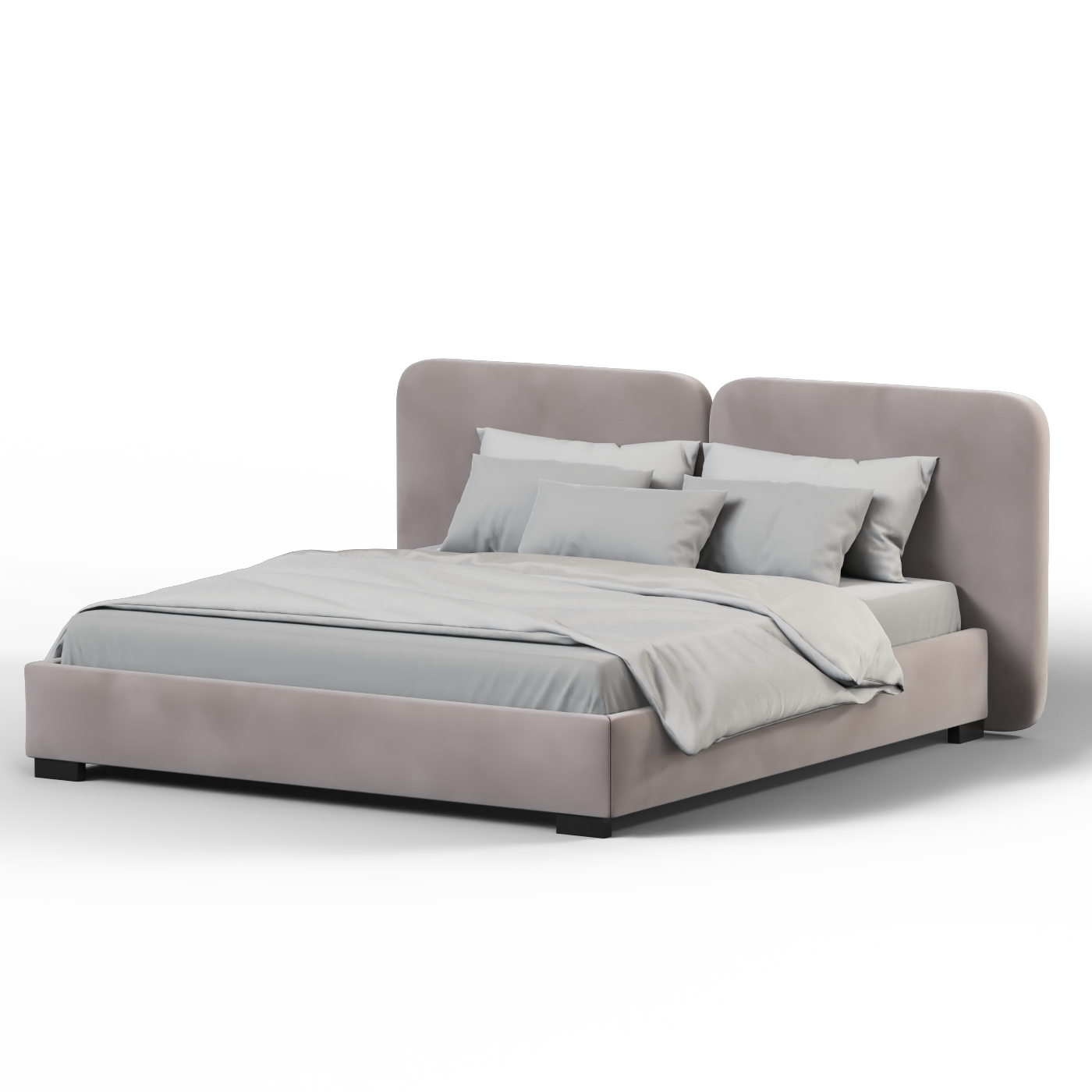 Chloe Upholstered Double Bed in Soft Woven Fabric