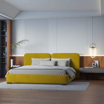 Chloe Upholstered Double Bed in Soft Woven Fabric