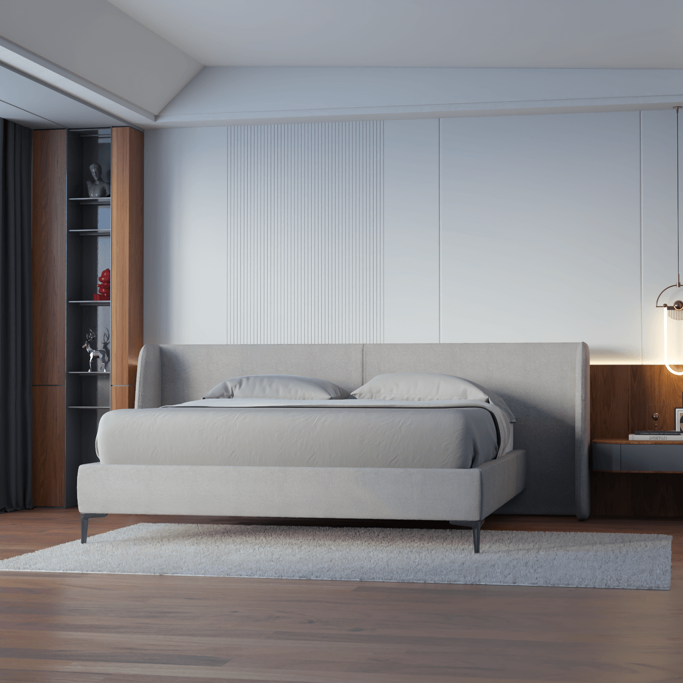 Abbey Uphlostered Bed with Structured Headboard and Refined Lines