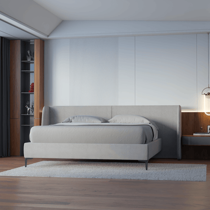 Abbey Uphlostered Bed with Structured Headboard and Refined Lines