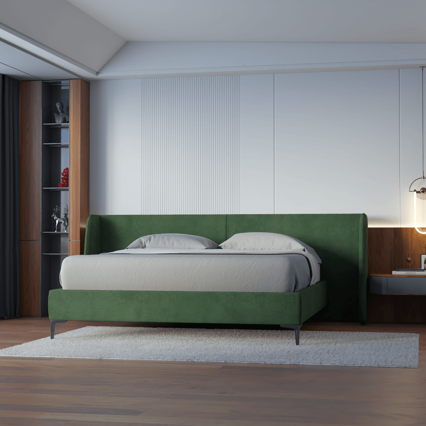 Abbey Uphlostered Bed with Structured Headboard and Refined Lines