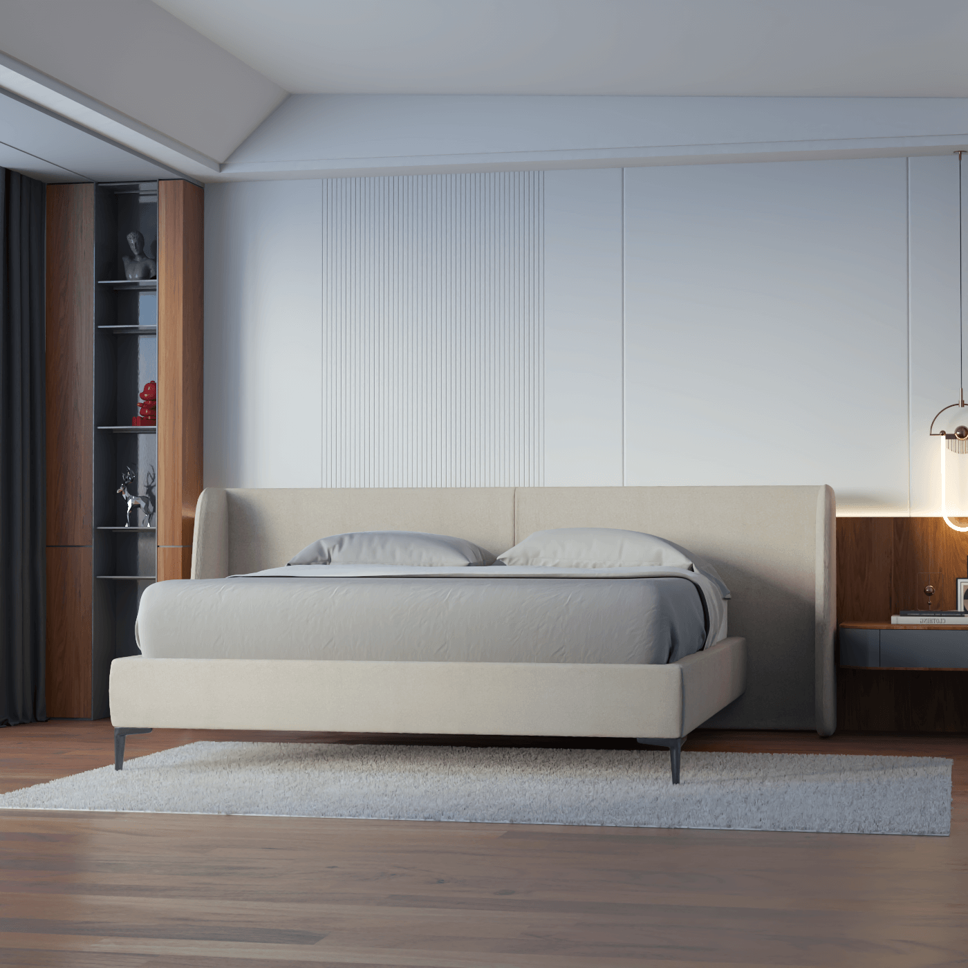 Abbey Uphlostered Bed with Structured Headboard and Refined Lines