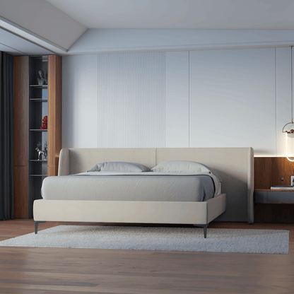 Abbey Uphlostered Bed with Structured Headboard and Refined Lines