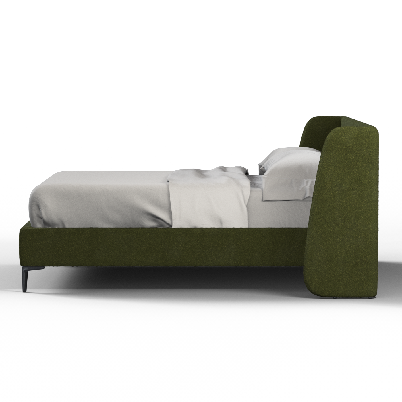 Abbey Uphlostered Bed with Structured Headboard and Refined Lines