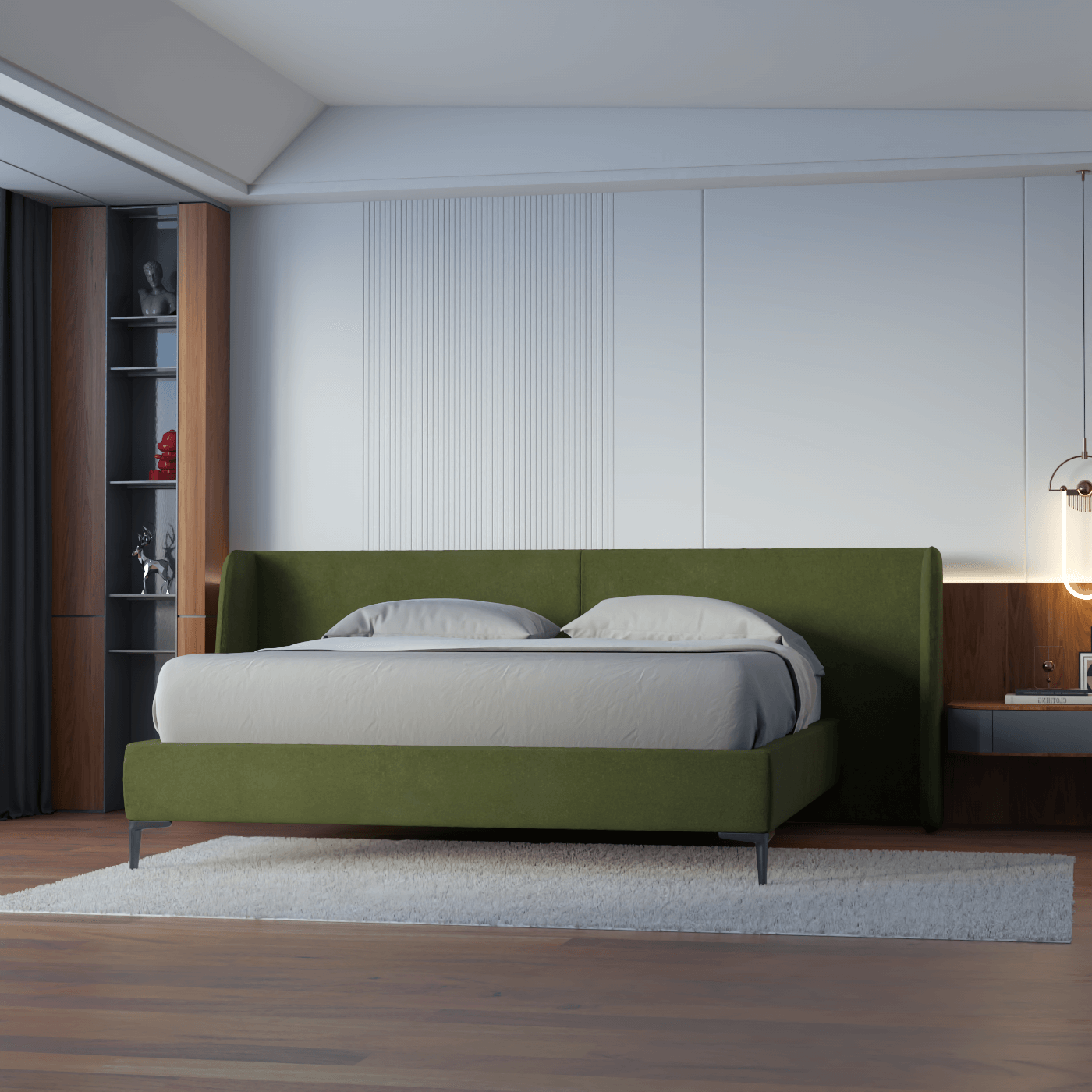 Abbey Uphlostered Bed with Structured Headboard and Refined Lines