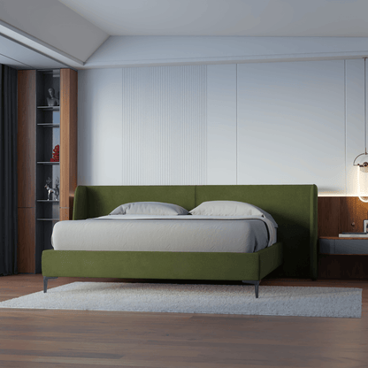 Abbey Uphlostered Bed with Structured Headboard and Refined Lines