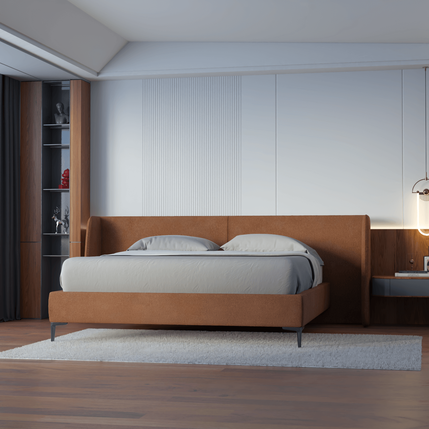 Abbey Uphlostered Bed with Structured Headboard and Refined Lines