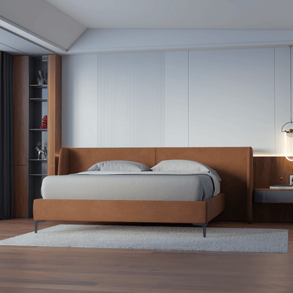 Abbey Uphlostered Bed with Structured Headboard and Refined Lines