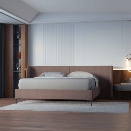 Abbey Uphlostered Bed with Structured Headboard and Refined Lines